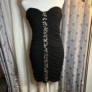 Chic Black Strapless Dress with Sparkling Accents